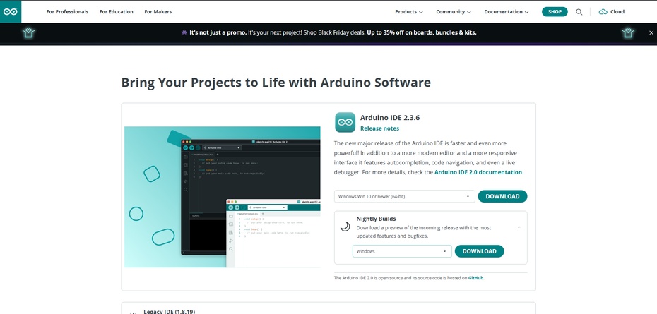 Baixe o Arduino IDE em seu sistema operacional. usando este Link:
https://www.arduino.cc/en/software/