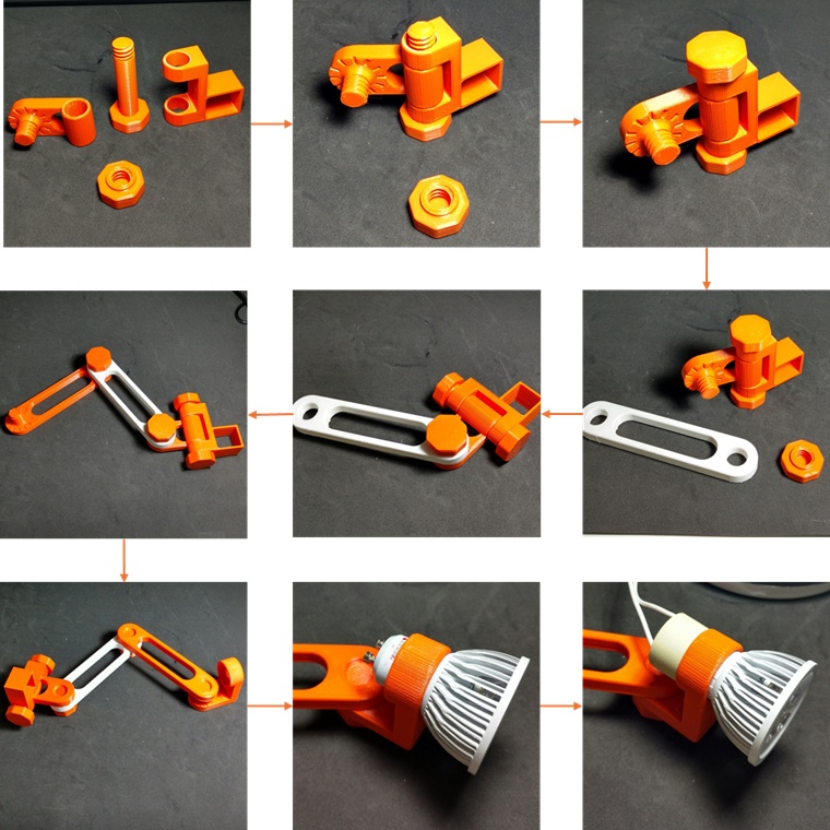 Finalmente, passe um holofote LED pelo soquete da lâmpada e coloque seu conector.
Sua estrutura estará pronta para ser fixada na parede.