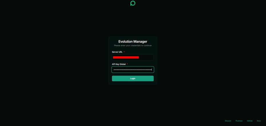 (Opcional) Instale a Evolution API versão 2.3.0 no seu servidor e acesse o painel de configuração (manager).