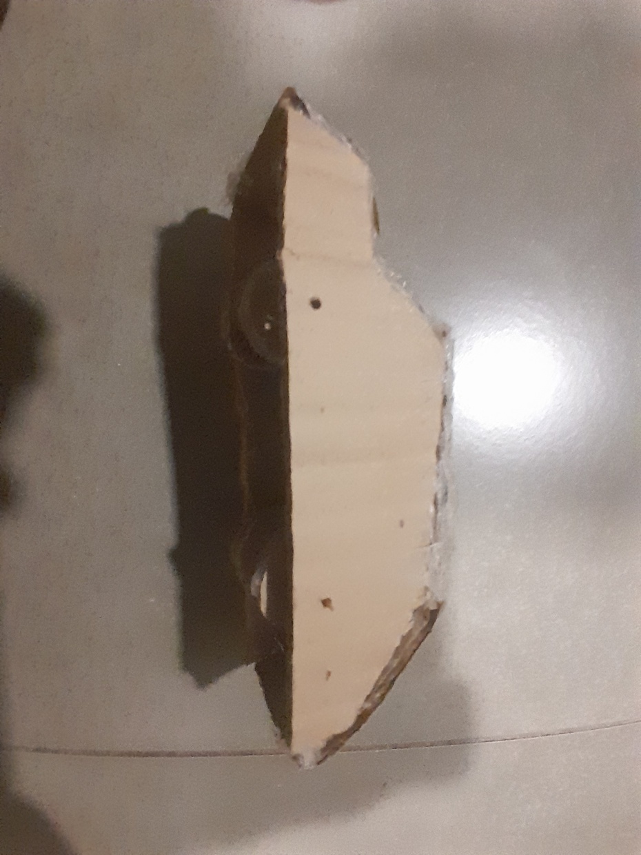 Primeiro, corte 2 partes de papelão iguais aproximadamente como a mostrada na foto