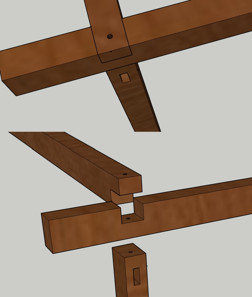 Fazer os furos na madeira com as peças alinhadas e fixas para evitar erros.