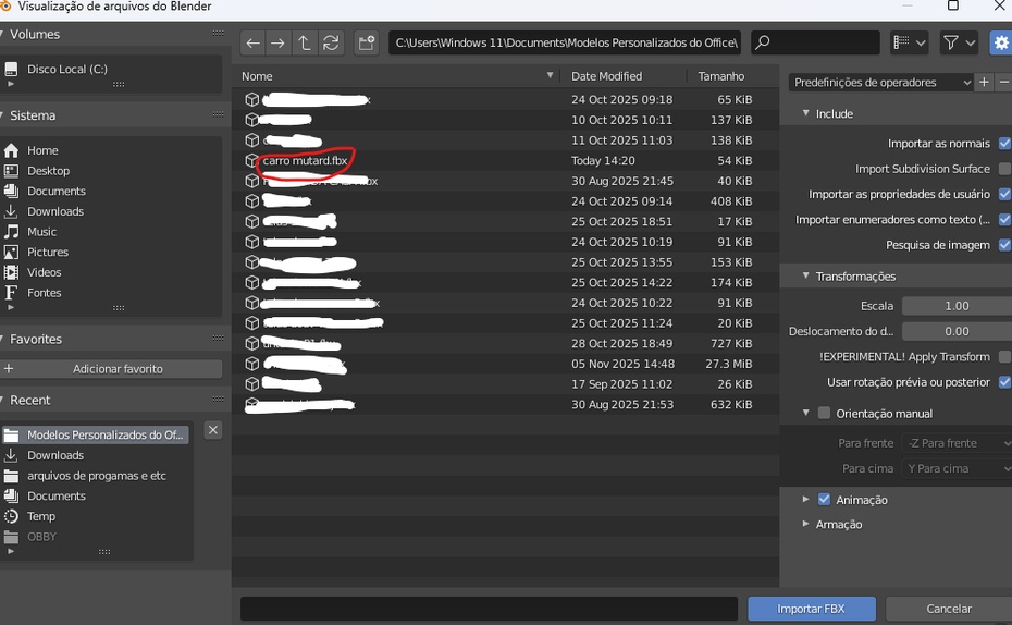 5)
clique no ''carro mutard'' e depois clique em importar fbx