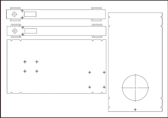 Corte e preparação da base em MDF 6mm
150 mm de comprimento
30mm de largura