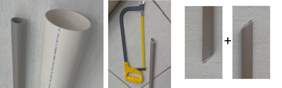 corte o cano de 2,5 cm em um ângulo de 45º