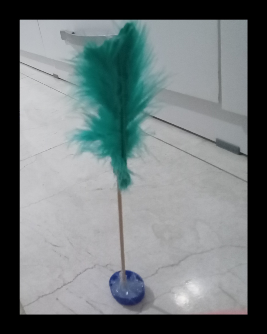 cole com a cola quente a tampinha no palito de churrasco sem ponta e espere até endurecer, depois cole as penas para dar um visual de peteca, cole o forro para ficar bonitinho e pode brincar a vontade com seus amigos!